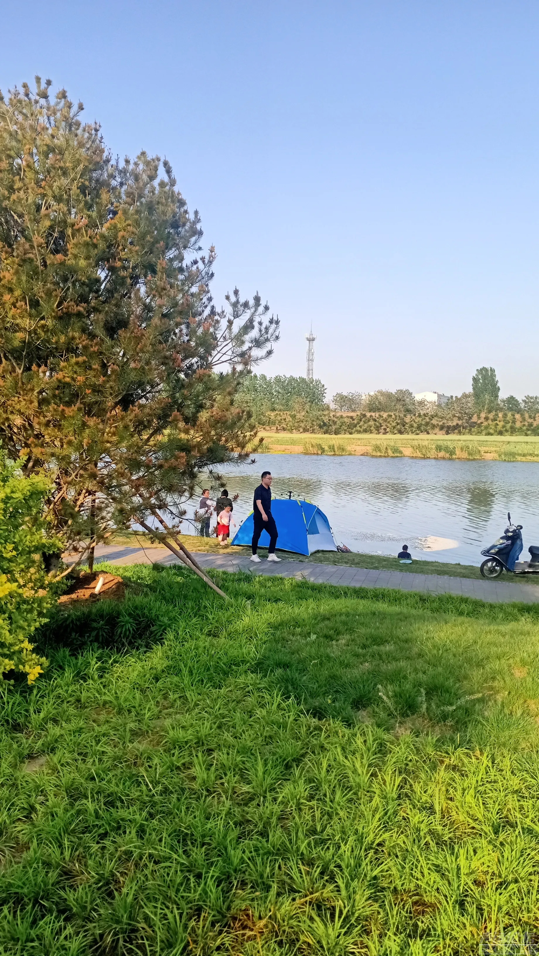 居住的小城，湛蓝如洗天空，非常治愈，沐浴在这蓝天下，绿树、碧水、红花、绿叶，美...-1.jpg