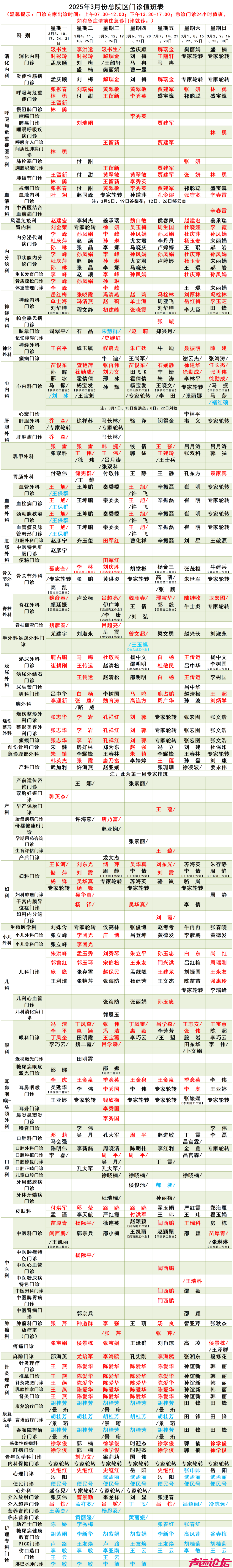 济宁市第一人民医院总院区门诊专家出诊表（2025年3月）赶紧收藏吧！-1.jpg