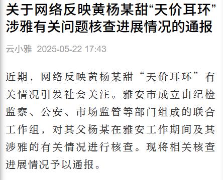 关于网络反映黄杨某甜“天价耳环”涉雅有关问题核查进展情况的通报-1.jpg