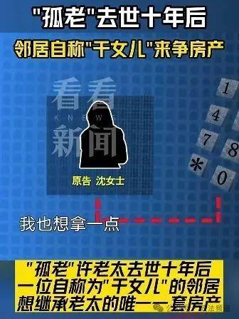 上海一孤老去世留下300万元房产，邻居要求分一半：是干女儿，帮她烧菜剪指甲！法院判-2.jpg