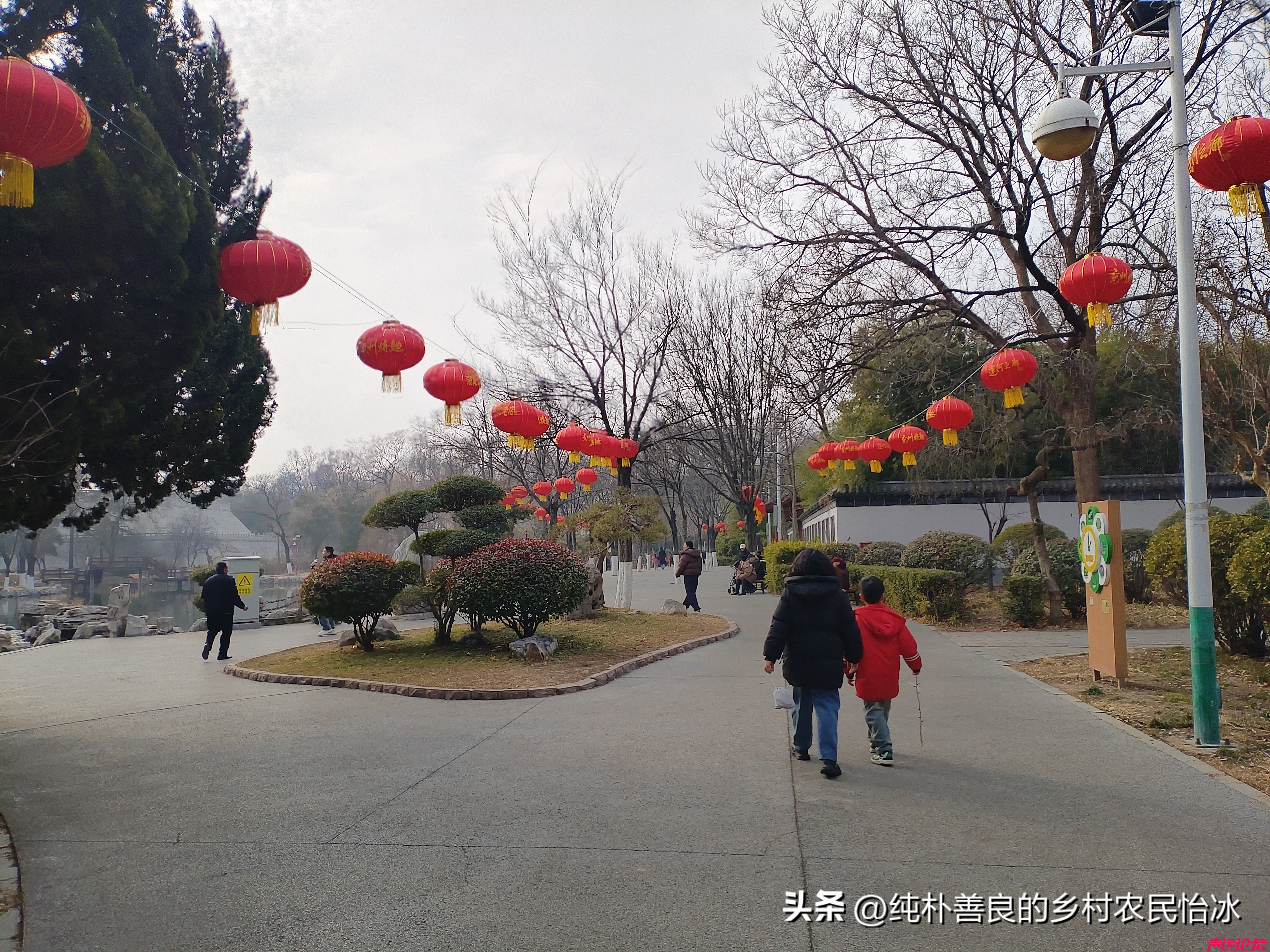兖州少陵公园，公园里面大红灯笼高高挂，快过年了公园里装扮得很喜庆，人也不少了~-16.jpg