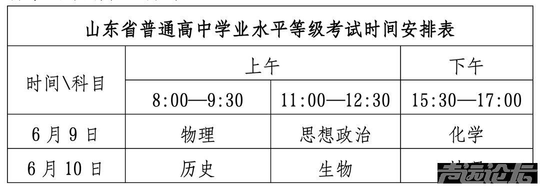 @山东考生：夏季高考6月7日至10日举行，考试时间安排表出炉-2.jpg